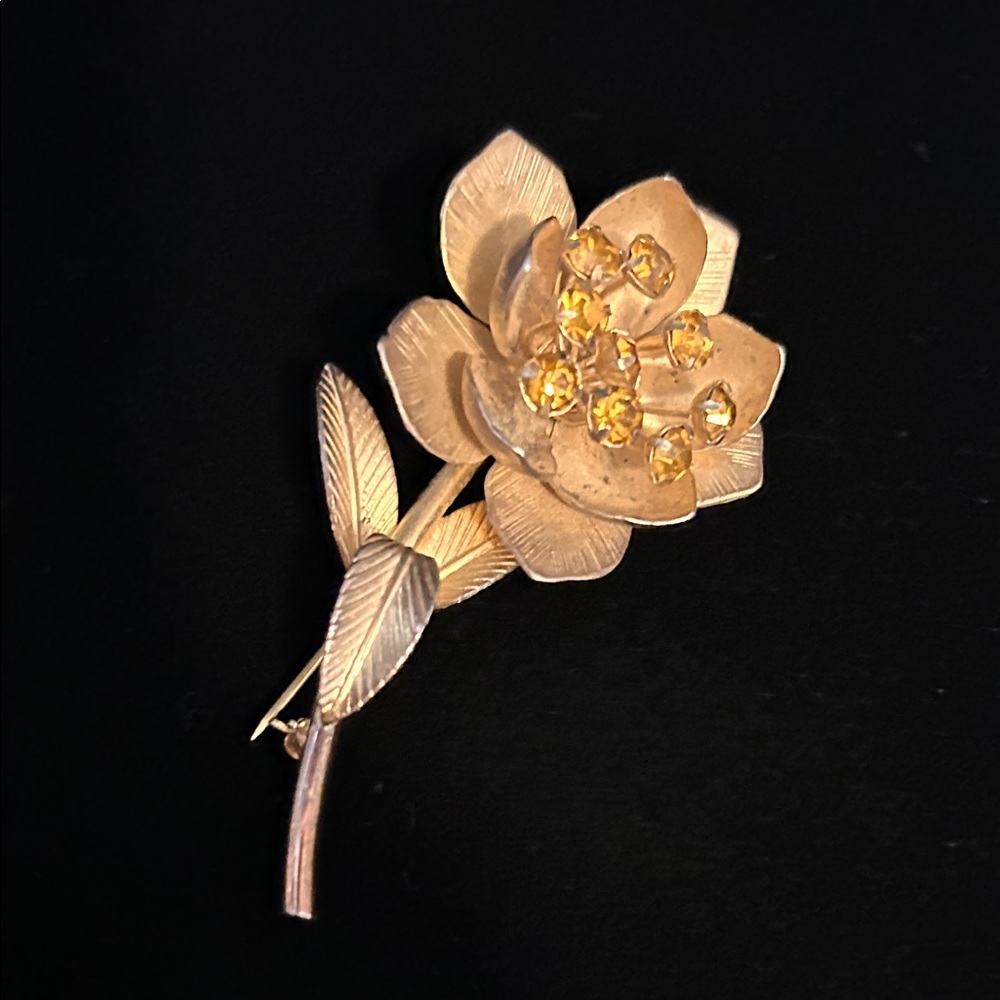 MCM Bond Boyd Rolled Gold On Sterling Silver Yellow Accents Crystals Stamped